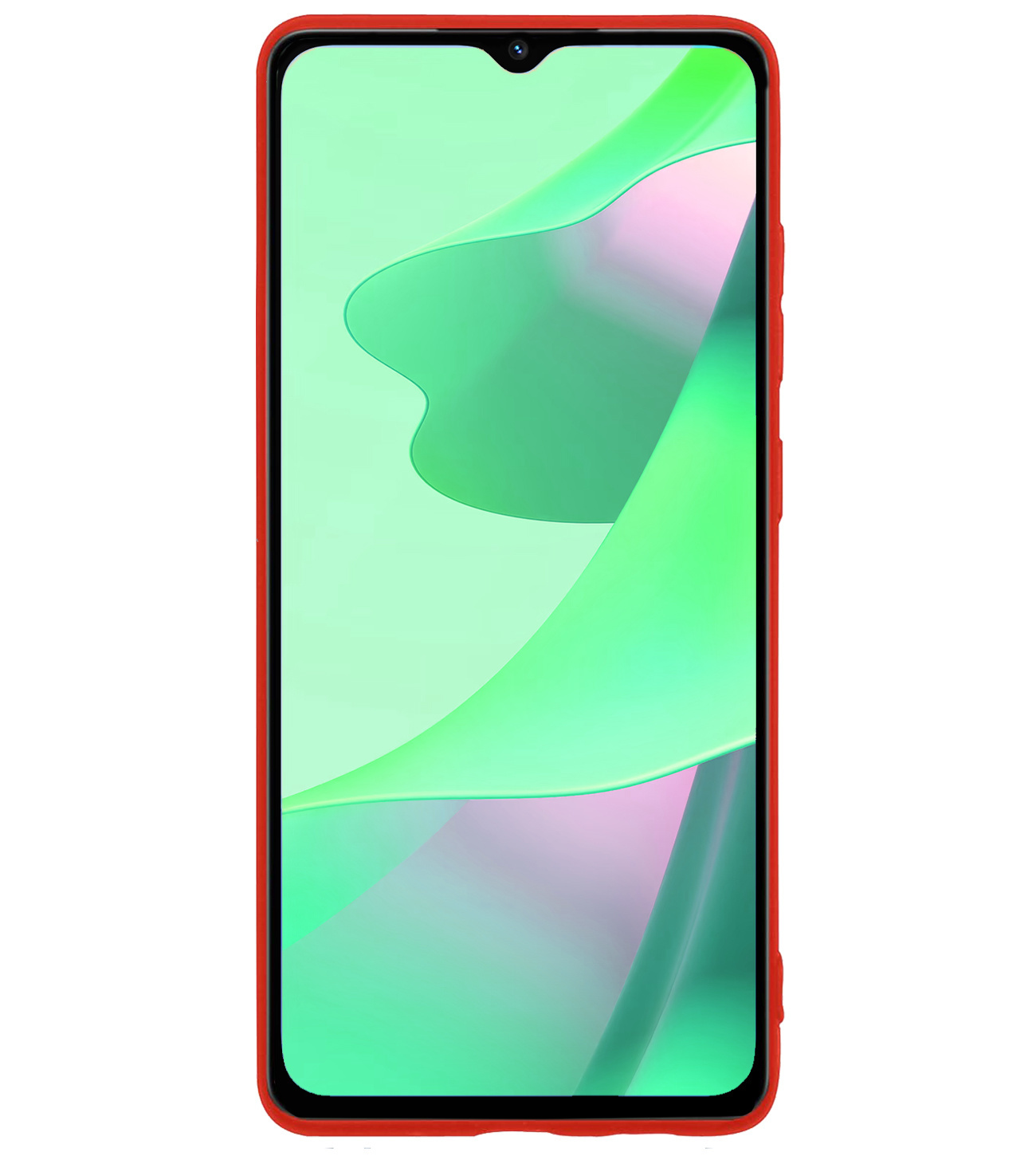 BASEY. Hoes Geschikt voor OPPO A16 Hoesje Siliconen Back Cover Case Met Screenprotector - Hoesje Geschikt voor OPPO A16 Hoes Cover Hoesje - Rood