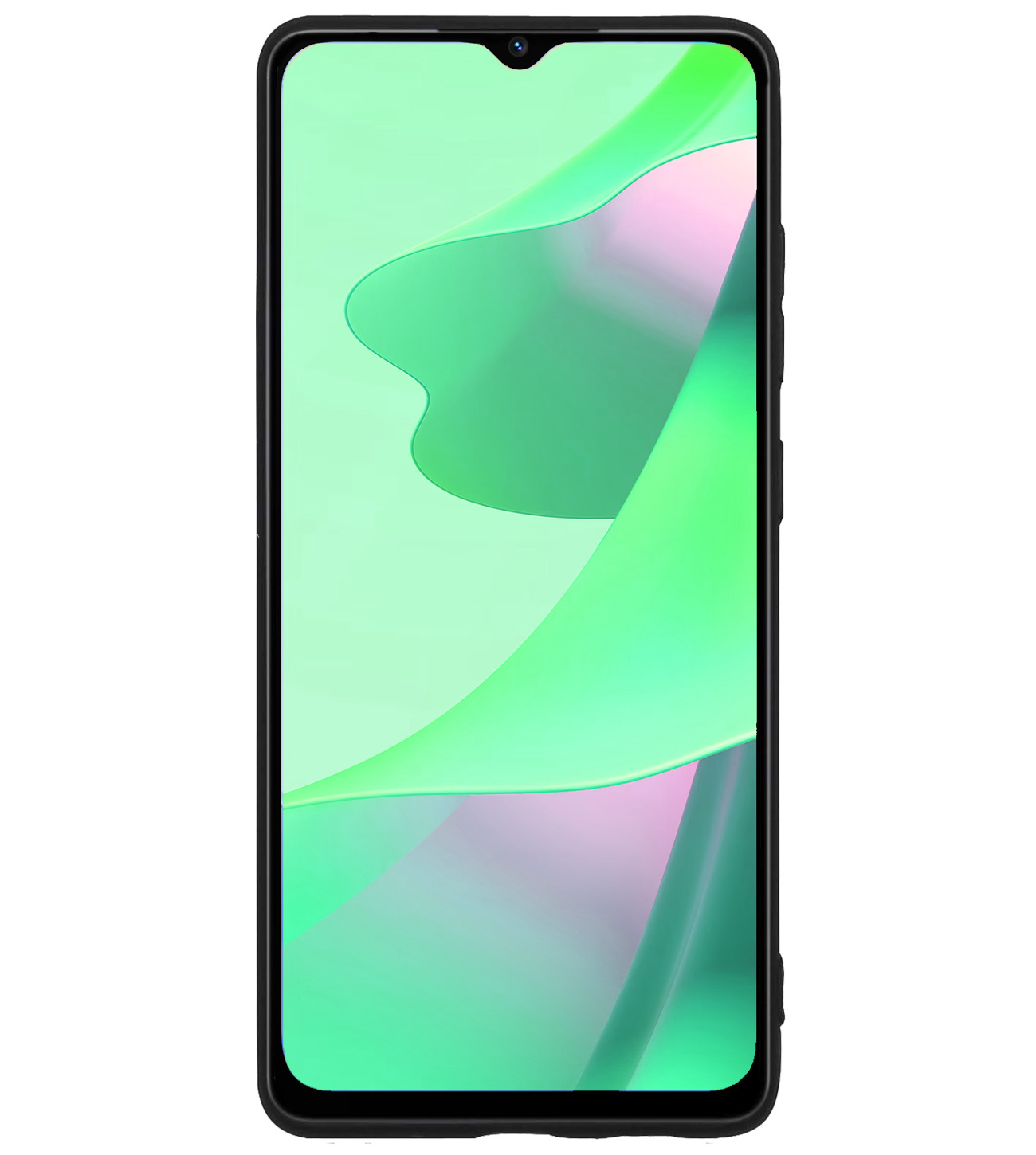 BASEY. Hoes Geschikt voor OPPO A16 Hoesje Siliconen Back Cover Case Met Screenprotector - Hoesje Geschikt voor OPPO A16 Hoes Cover Hoesje - Zwart