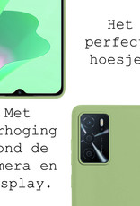 BASEY. Hoes Geschikt voor OPPO A16 Hoesje Siliconen Back Cover Case Met 2x Screenprotector - Hoesje Geschikt voor OPPO A16 Hoes Cover Hoesje - Groen