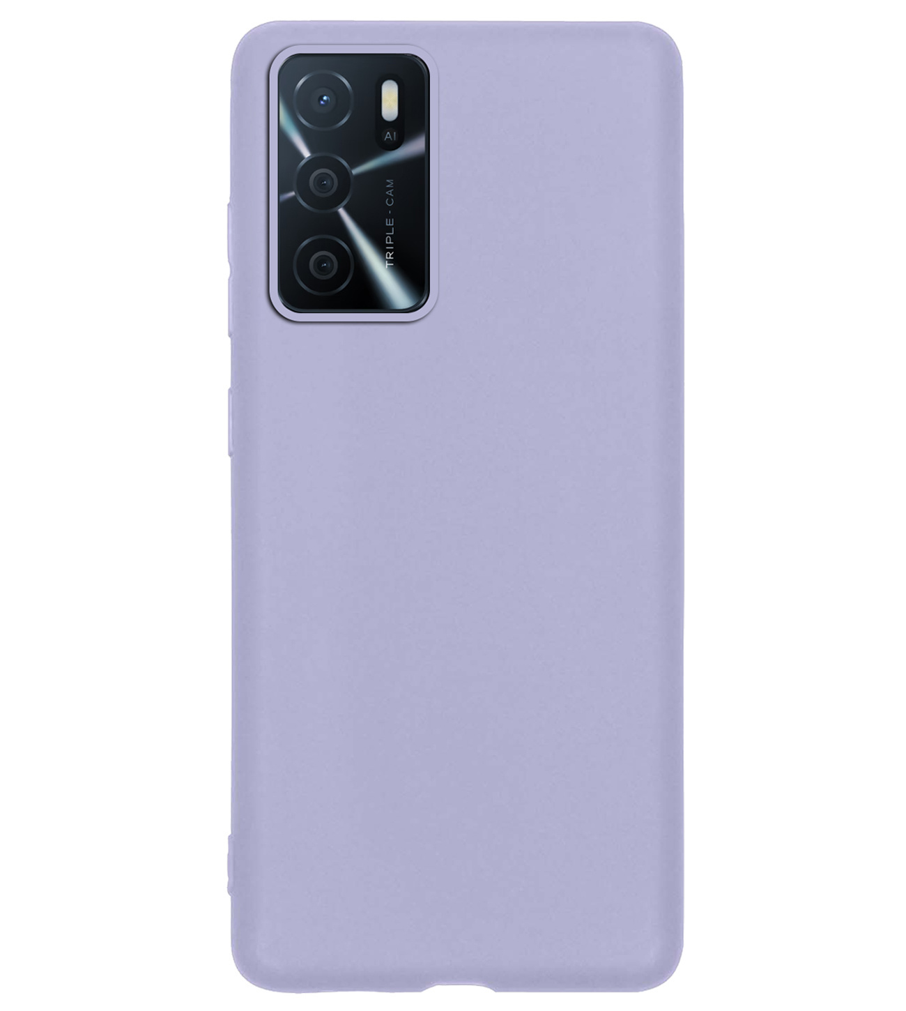 BASEY. Hoes Geschikt voor OPPO A16 Hoesje Siliconen Back Cover Case Met 2x Screenprotector - Hoesje Geschikt voor OPPO A16 Hoes Cover Hoesje - Lila