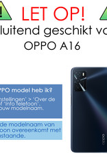 Hoes Geschikt voor OPPO A16 Hoesje Cover Siliconen Back Case Hoes Met Screenprotector - Donkerblauw