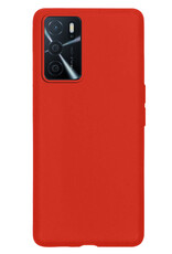 NoXx Hoes Geschikt voor OPPO A16 Hoesje Cover Siliconen Back Case Hoes Met Screenprotector - Rood