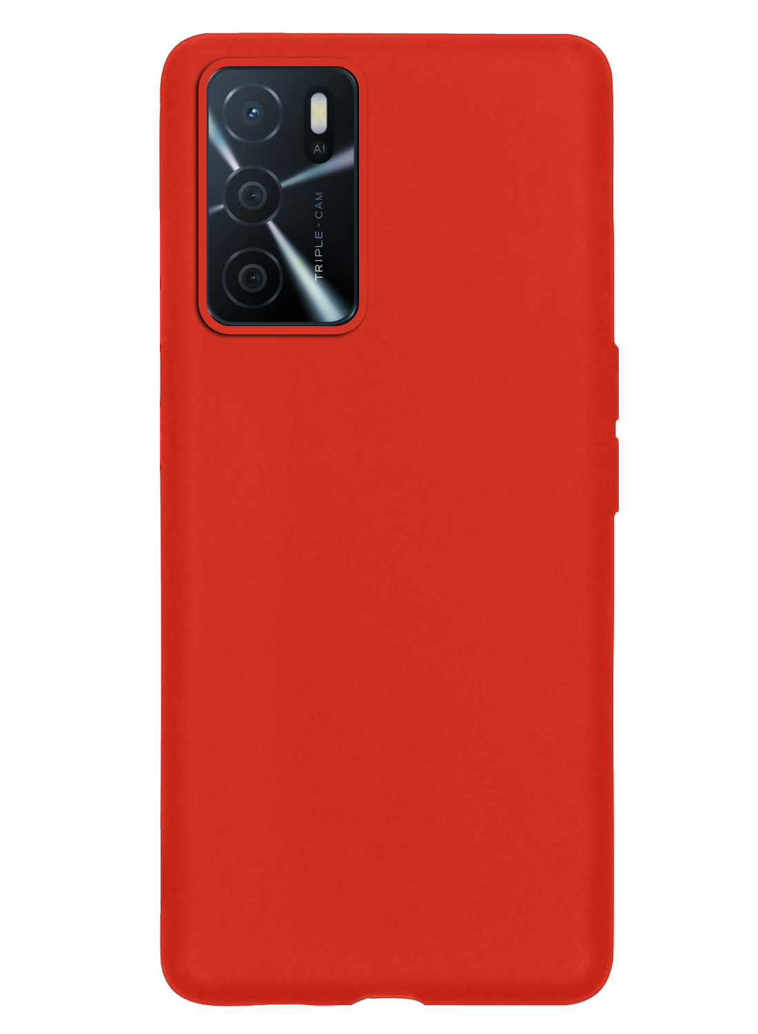 NoXx Hoes Geschikt voor OPPO A16 Hoesje Cover Siliconen Back Case Hoes Met Screenprotector - Rood