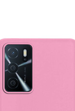NoXx Hoes Geschikt voor OPPO A16 Hoesje Cover Siliconen Back Case Hoes Met Screenprotector - Lichtroze