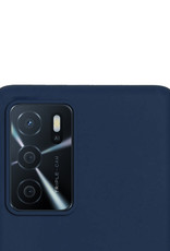 NoXx Hoes Geschikt voor OPPO A16 Hoesje Cover Siliconen Back Case Hoes Met 2x Screenprotector - Donkerblauw