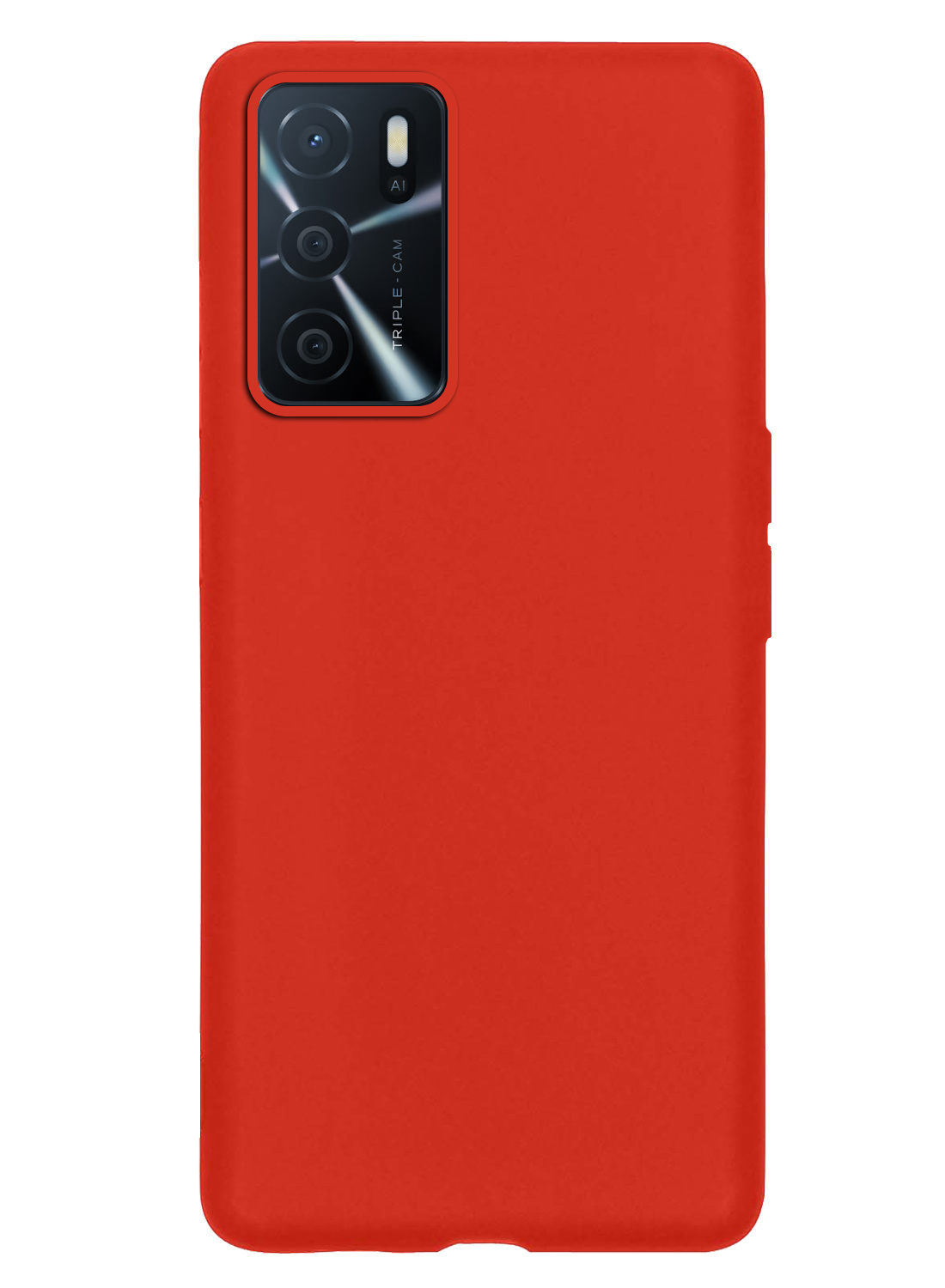 OPPO A16 Hoesje Back Cover Siliconen Case Hoes Met 2x Screenprotector - Rood