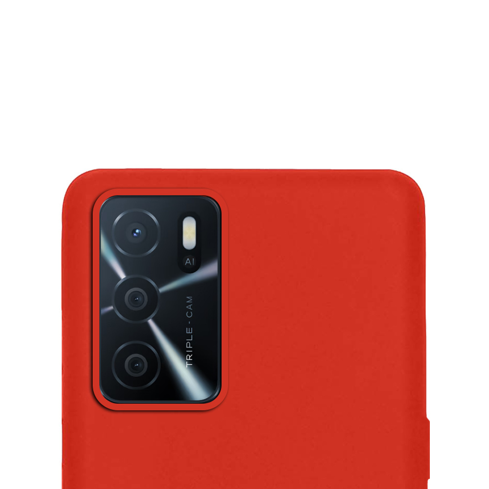 NoXx Hoes Geschikt voor OPPO A16 Hoesje Cover Siliconen Back Case Hoes Met 2x Screenprotector - Rood