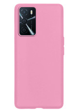 OPPO A16 Hoesje Back Cover Siliconen Case Hoes Met 2x Screenprotector - Lichtroze