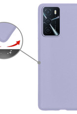Nomfy Hoesje Geschikt voor OPPO A16 Hoesje Siliconen Cover Case Met 2x Screenprotector - Hoes Geschikt voor OPPO A16 Hoes Back Case - Lila