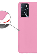 Nomfy Hoesje Geschikt voor OPPO A16 Hoesje Siliconen Cover Case Met 2x Screenprotector - Hoes Geschikt voor OPPO A16 Hoes Back Case - Lichtroze