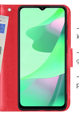 BASEY. Hoes Geschikt voor OPPO A16 Hoesje Bookcase Hoes Flip Case Book Cover Met Screenprotector - Hoesje Geschikt voor OPPO A16 Hoes Book Case Hoesje - Rood