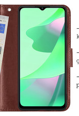 BASEY. Hoes Geschikt voor OPPO A16 Hoesje Bookcase Hoes Flip Case Book Cover Met 2x Screenprotector - Hoesje Geschikt voor OPPO A16 Hoes Book Case Hoesje - Bruin