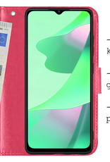 BASEY. Hoes Geschikt voor OPPO A16 Hoesje Bookcase Hoes Flip Case Book Cover Met 2x Screenprotector - Hoesje Geschikt voor OPPO A16 Hoes Book Case Hoesje - Donkerroze