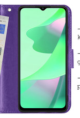 BASEY. Hoes Geschikt voor OPPO A16 Hoesje Bookcase Hoes Flip Case Book Cover Met 2x Screenprotector - Hoesje Geschikt voor OPPO A16 Hoes Book Case Hoesje - Paars