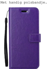 BASEY. Hoes Geschikt voor OPPO A16 Hoesje Bookcase Hoes Flip Case Book Cover Met 2x Screenprotector - Hoesje Geschikt voor OPPO A16 Hoes Book Case Hoesje - Paars