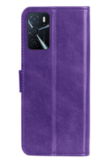 BASEY. Hoes Geschikt voor OPPO A16 Hoesje Bookcase Hoes Flip Case Book Cover Met 2x Screenprotector - Hoesje Geschikt voor OPPO A16 Hoes Book Case Hoesje - Paars