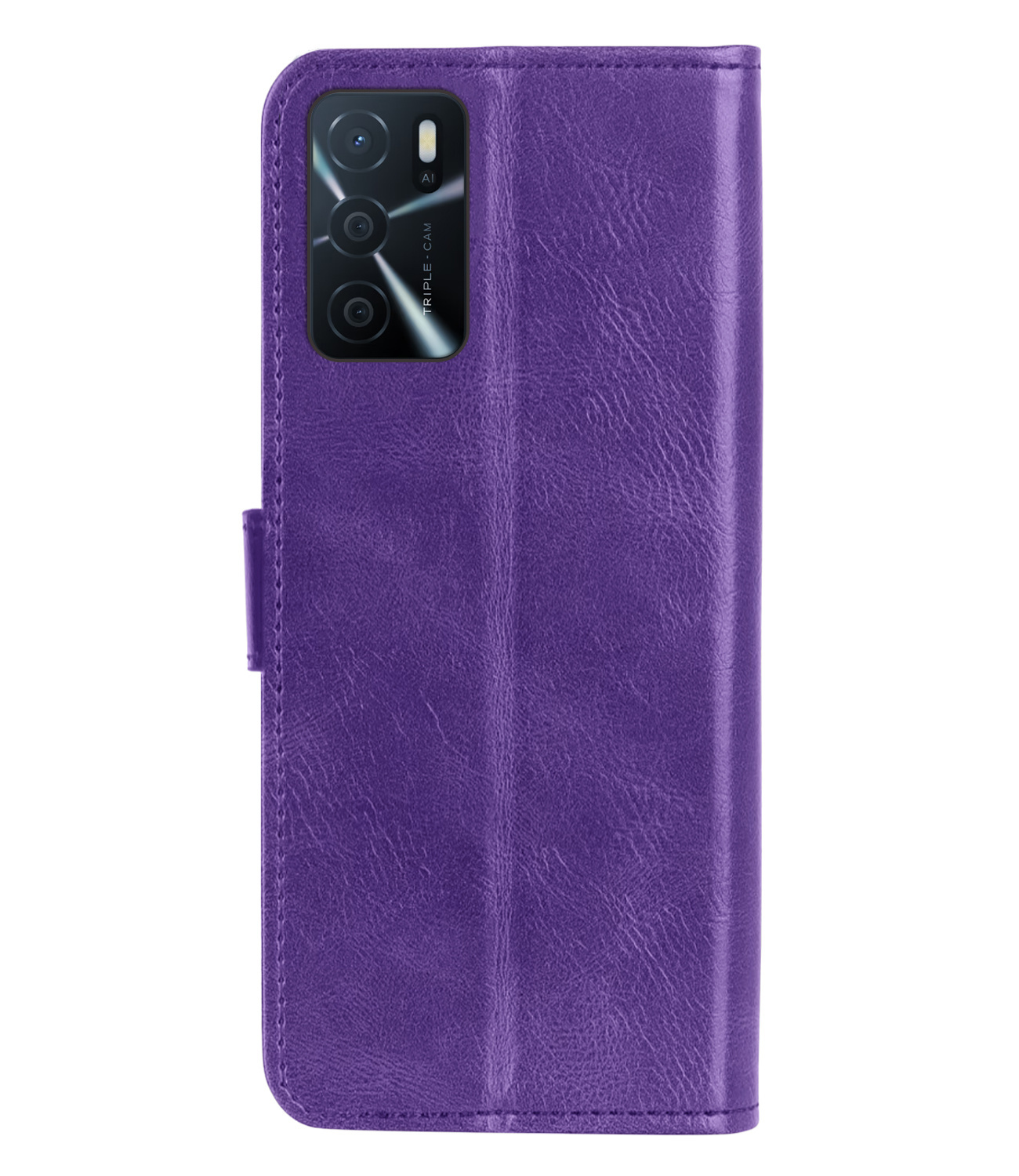 BASEY. Hoes Geschikt voor OPPO A16 Hoesje Bookcase Hoes Flip Case Book Cover Met 2x Screenprotector - Hoesje Geschikt voor OPPO A16 Hoes Book Case Hoesje - Paars