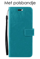 NoXx Hoes Geschikt voor OPPO A16 Hoesje Book Case Hoes Flip Cover Wallet Bookcase Met Screenprotector - Turquoise