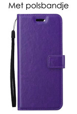 NoXx Hoes Geschikt voor OPPO A16 Hoesje Book Case Hoes Flip Cover Wallet Bookcase Met 2x Screenprotector - Paars