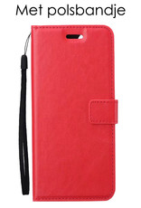 OPPO A16 Hoesje Bookcase Flip Cover Book Case Met 2x Screenprotector - Rood