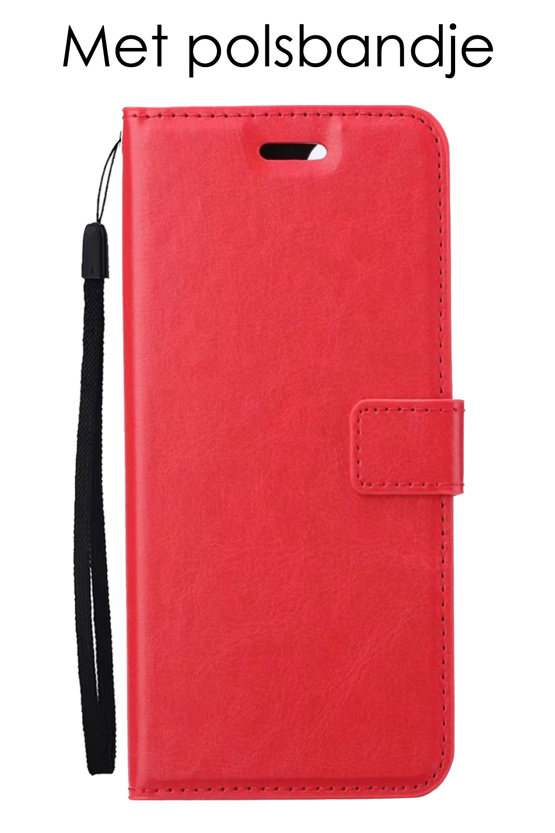 OPPO A16 Hoesje Bookcase Flip Cover Book Case Met 2x Screenprotector - Rood