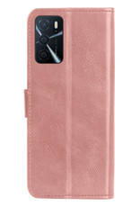 OPPO A16 Hoesje Bookcase Flip Cover Book Case Met 2x Screenprotector - Rose Goud