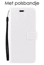 NoXx Hoes Geschikt voor OPPO A16 Hoesje Book Case Hoes Flip Cover Wallet Bookcase Met 2x Screenprotector - Wit