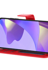 Nomfy Hoesje Geschikt voor OPPO A16 Hoes Bookcase Flipcase Book Cover Met Screenprotector - Hoes Geschikt voor OPPO A16 Hoesje Book Case - Rood