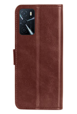 Nomfy Hoesje Geschikt voor OPPO A16 Hoes Bookcase Flipcase Book Cover Met 2x Screenprotector - Hoes Geschikt voor OPPO A16 Hoesje Book Case - Bruin