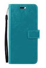 Nomfy Hoesje Geschikt voor OPPO A16 Hoes Bookcase Flipcase Book Cover Met 2x Screenprotector - Hoes Geschikt voor OPPO A16 Hoesje Book Case - Turquoise