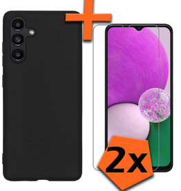 Nomfy Nomfy Samsung Galaxy A13 5G Hoesje Siliconen Met 2x Screenprotector - Zwart