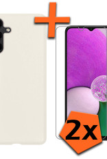 Nomfy Hoesje Geschikt voor Samsung A13 5G Hoesje Siliconen Cover Case Met 2x Screenprotector - Hoes Geschikt voor Samsung Galaxy A13 5G Hoes Back Case - Wit