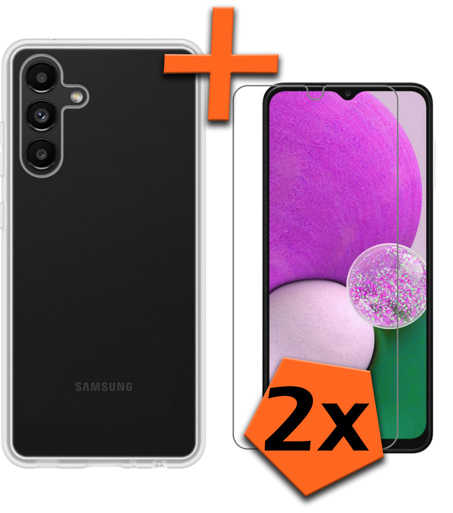 Nomfy Hoesje Geschikt voor Samsung A13 5G Hoesje Siliconen Cover Case Met 2x Screenprotector - Hoes Geschikt voor Samsung Galaxy A13 5G Hoes Back Case - Transparant