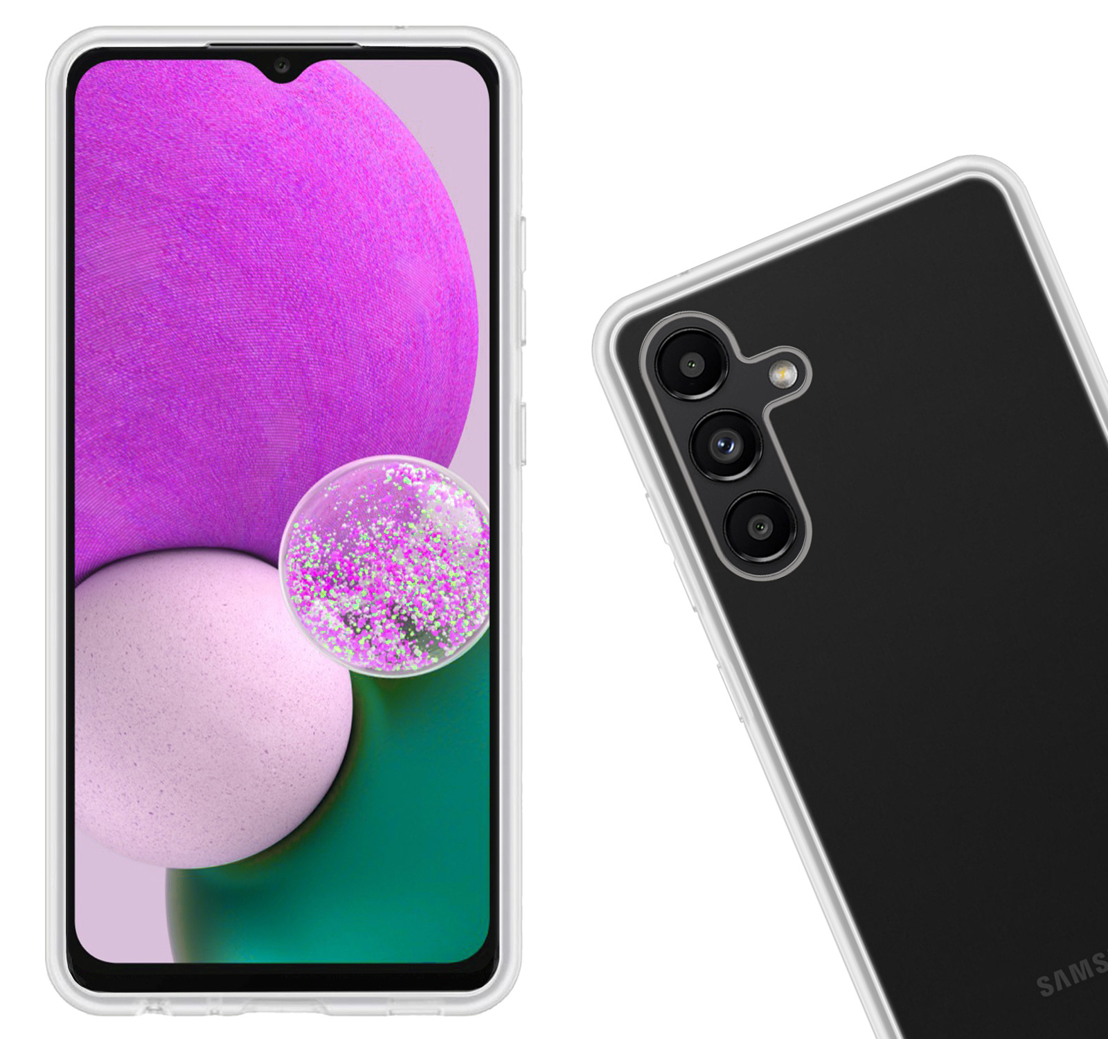 Nomfy Hoesje Geschikt voor Samsung A13 5G Hoesje Siliconen Cover Case Met 2x Screenprotector - Hoes Geschikt voor Samsung Galaxy A13 5G Hoes Back Case - Transparant