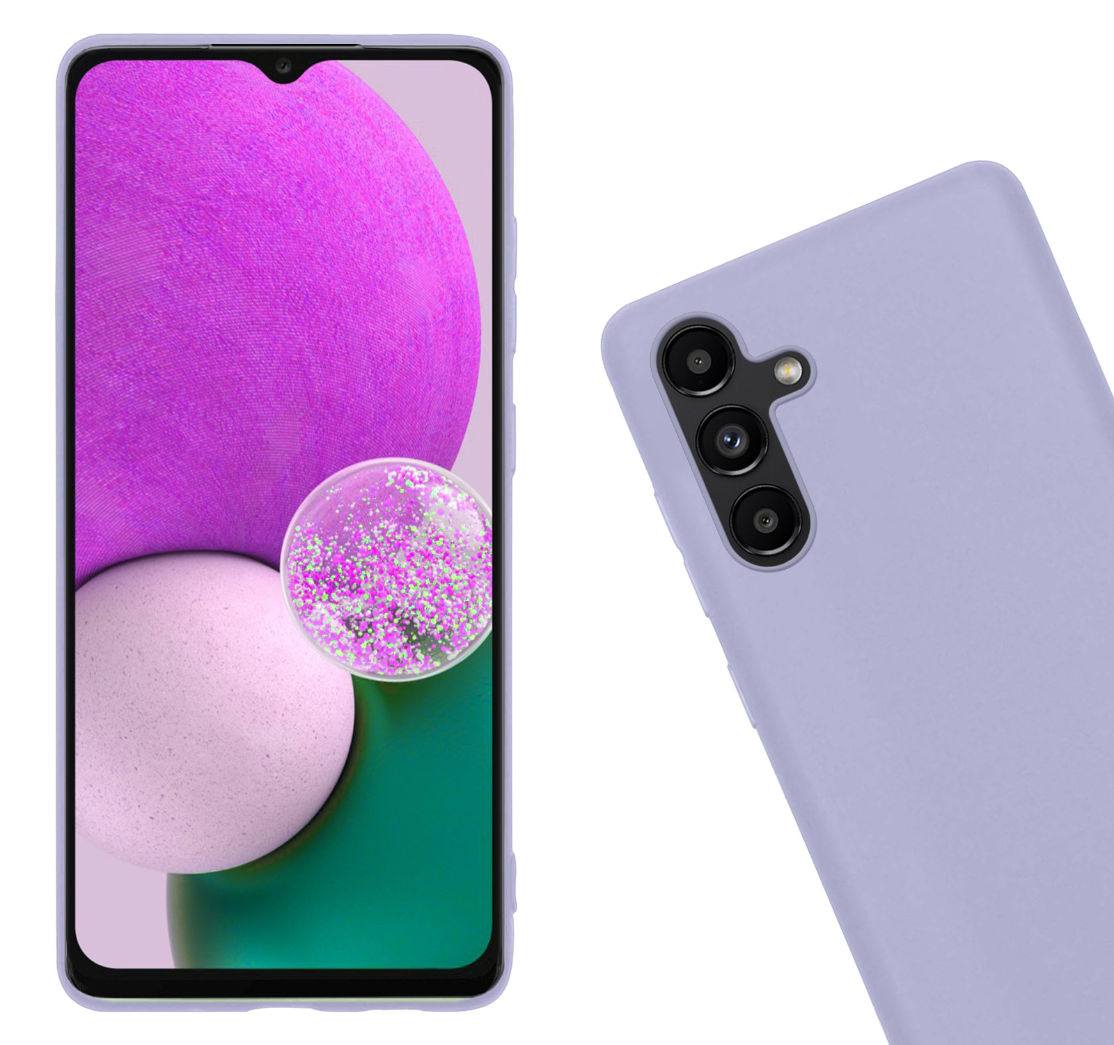 Nomfy Hoesje Geschikt voor Samsung A13 5G Hoesje Siliconen Cover Case Met 2x Screenprotector - Hoes Geschikt voor Samsung Galaxy A13 5G Hoes Back Case - Lila