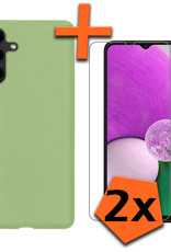 Nomfy Hoesje Geschikt voor Samsung A13 5G Hoesje Siliconen Cover Case Met 2x Screenprotector - Hoes Geschikt voor Samsung Galaxy A13 5G Hoes Back Case - Groen