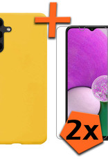 Nomfy Hoesje Geschikt voor Samsung A13 5G Hoesje Siliconen Cover Case Met 2x Screenprotector - Hoes Geschikt voor Samsung Galaxy A13 5G Hoes Back Case - Geel