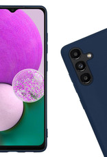 Nomfy Hoesje Geschikt voor Samsung A13 5G Hoesje Siliconen Cover Case Met 2x Screenprotector - Hoes Geschikt voor Samsung Galaxy A13 5G Hoes Back Case - Donkerblauw