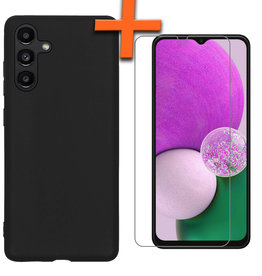 Nomfy Nomfy Samsung Galaxy A13 5G Hoesje Siliconen Met Screenprotector - Zwart