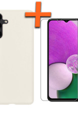Nomfy Hoesje Geschikt voor Samsung A13 5G Hoesje Siliconen Cover Case Met Screenprotector - Hoes Geschikt voor Samsung Galaxy A13 5G Hoes Back Case - Wit