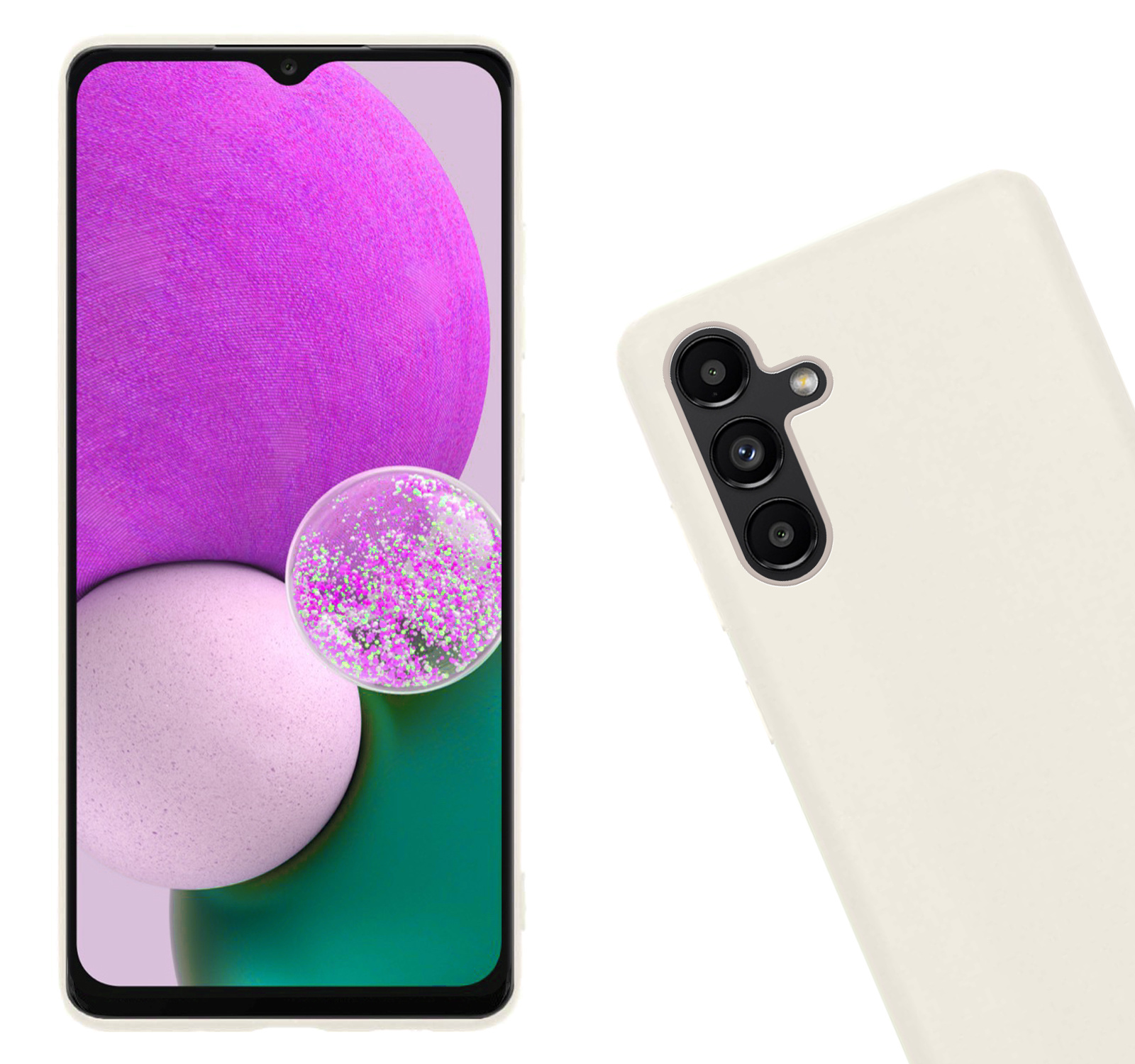 Nomfy Hoesje Geschikt voor Samsung A13 5G Hoesje Siliconen Cover Case Met Screenprotector - Hoes Geschikt voor Samsung Galaxy A13 5G Hoes Back Case - Wit