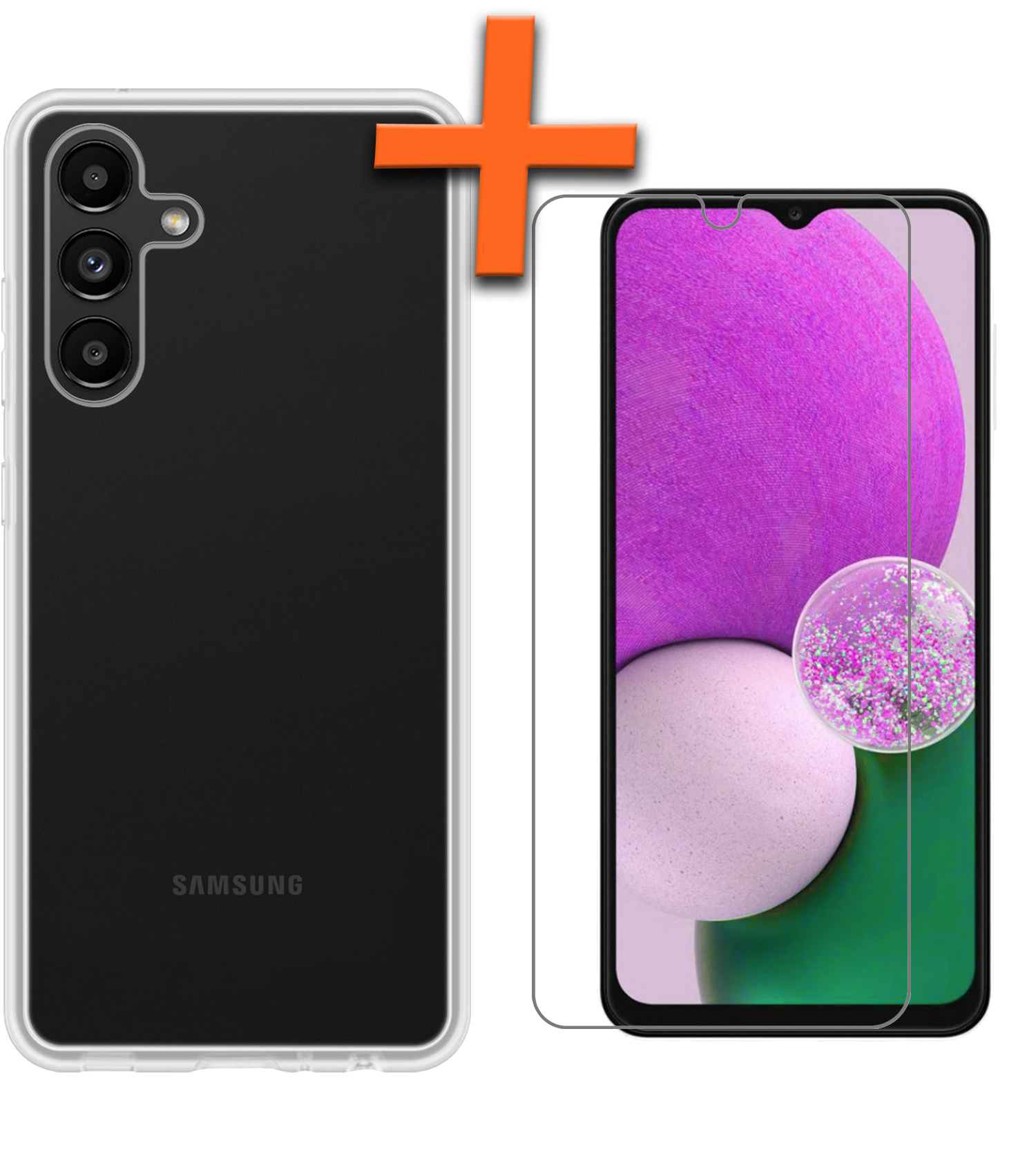Nomfy Hoesje Geschikt voor Samsung A13 5G Hoesje Siliconen Cover Case Met Screenprotector - Hoes Geschikt voor Samsung Galaxy A13 5G Hoes Back Case - Transparant