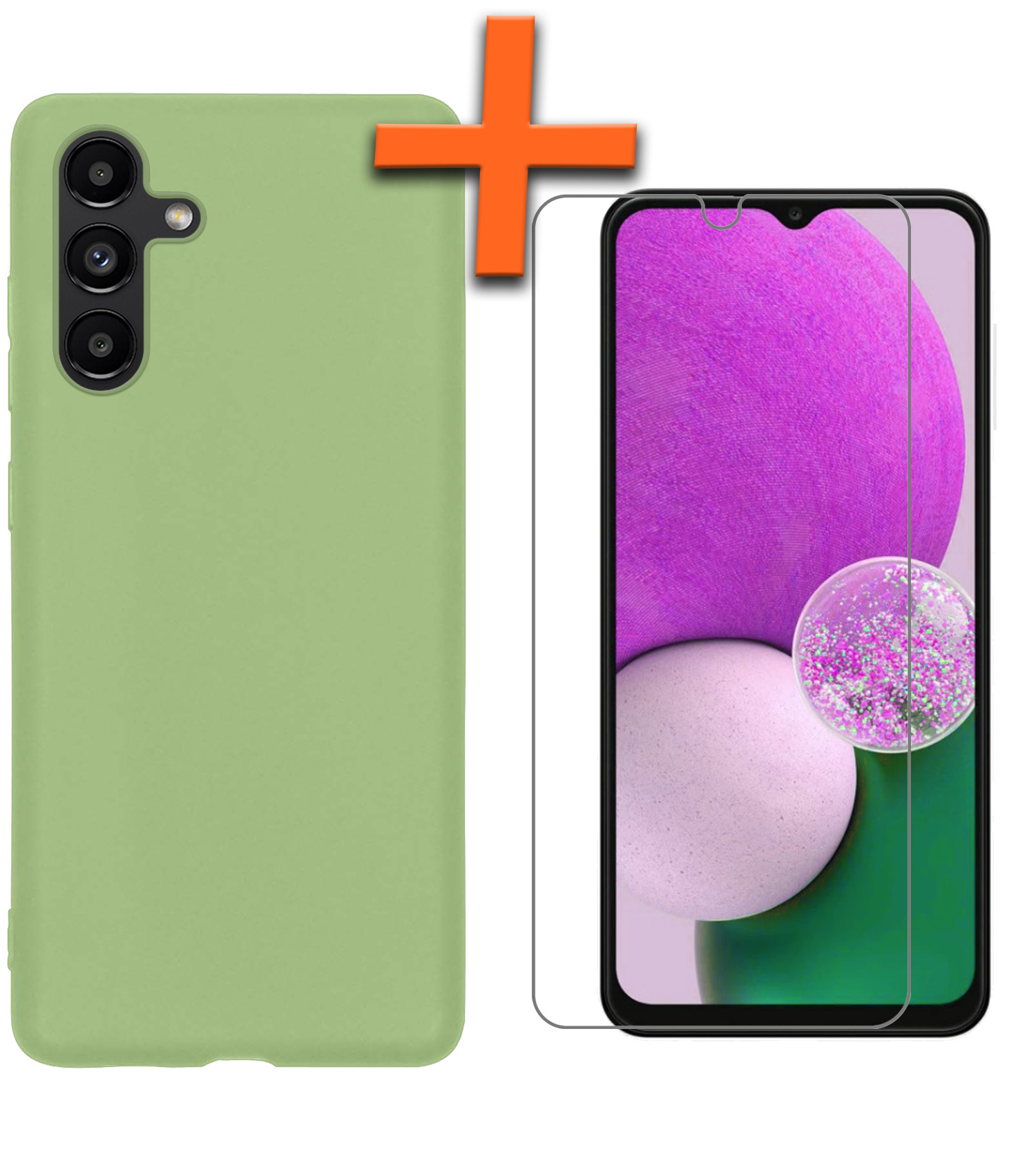 Nomfy Hoesje Geschikt voor Samsung A13 5G Hoesje Siliconen Cover Case Met Screenprotector - Hoes Geschikt voor Samsung Galaxy A13 5G Hoes Back Case - Groen