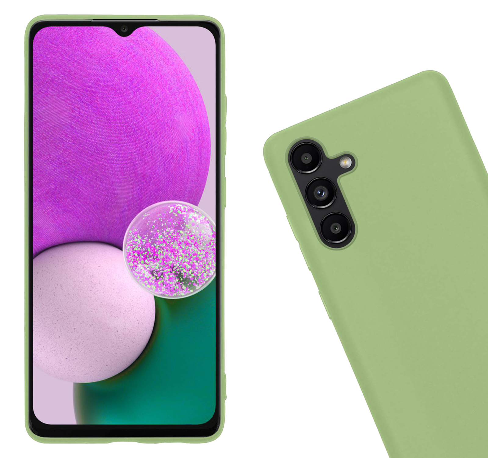 Nomfy Hoesje Geschikt voor Samsung A13 5G Hoesje Siliconen Cover Case Met Screenprotector - Hoes Geschikt voor Samsung Galaxy A13 5G Hoes Back Case - Groen