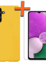 Nomfy Hoesje Geschikt voor Samsung A13 5G Hoesje Siliconen Cover Case Met Screenprotector - Hoes Geschikt voor Samsung Galaxy A13 5G Hoes Back Case - Geel