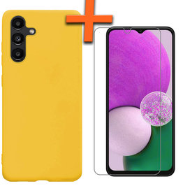 Nomfy Nomfy Samsung Galaxy A13 5G Hoesje Siliconen Met Screenprotector - Geel
