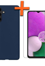 Nomfy Hoesje Geschikt voor Samsung A13 5G Hoesje Siliconen Cover Case Met Screenprotector - Hoes Geschikt voor Samsung Galaxy A13 5G Hoes Back Case - Donkerblauw