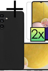 NoXx Hoes Geschikt voor Samsung A13 5G Hoesje Cover Siliconen Back Case Hoes Met 2x Screenprotector - Zwart