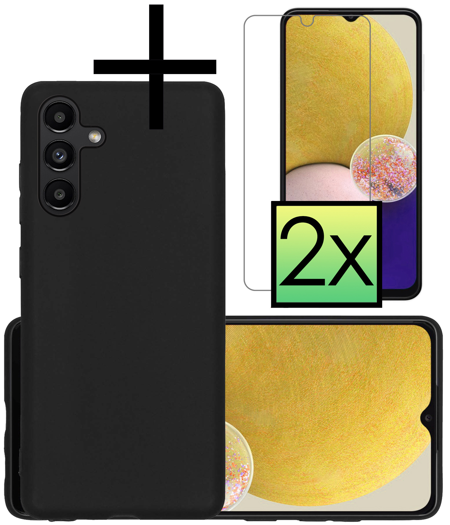 NoXx Hoes Geschikt voor Samsung A13 5G Hoesje Cover Siliconen Back Case Hoes Met 2x Screenprotector - Zwart