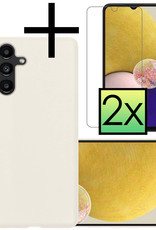 NoXx Hoes Geschikt voor Samsung A13 5G Hoesje Cover Siliconen Back Case Hoes Met 2x Screenprotector - Wit